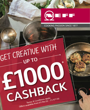 Receive up to £1000 cashback on your bespoke fitted kitchen neff appliances